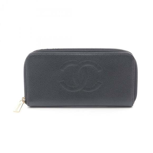 CHANEL Black Leather Logo Wallet